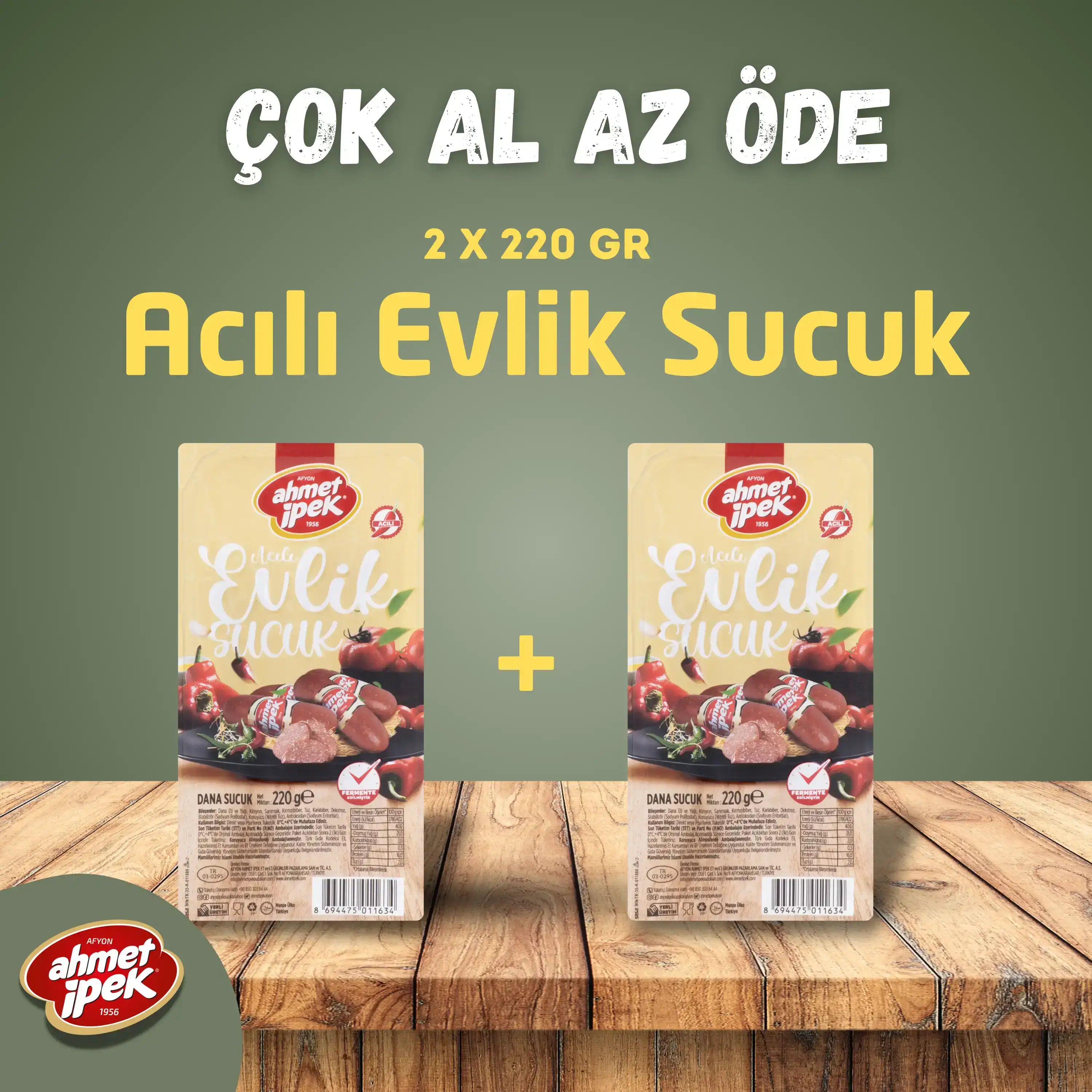 Ahmet İpek Acılı Evlik Sucuk 2x220gr