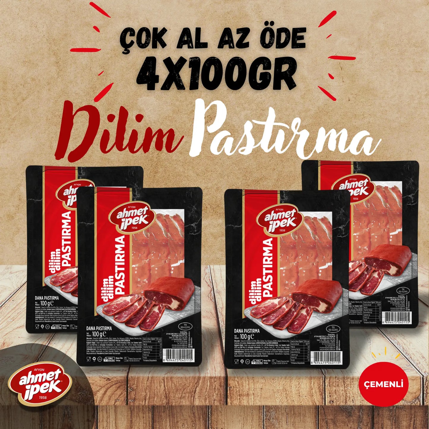 Dilimli Pastırma 4x100gr
