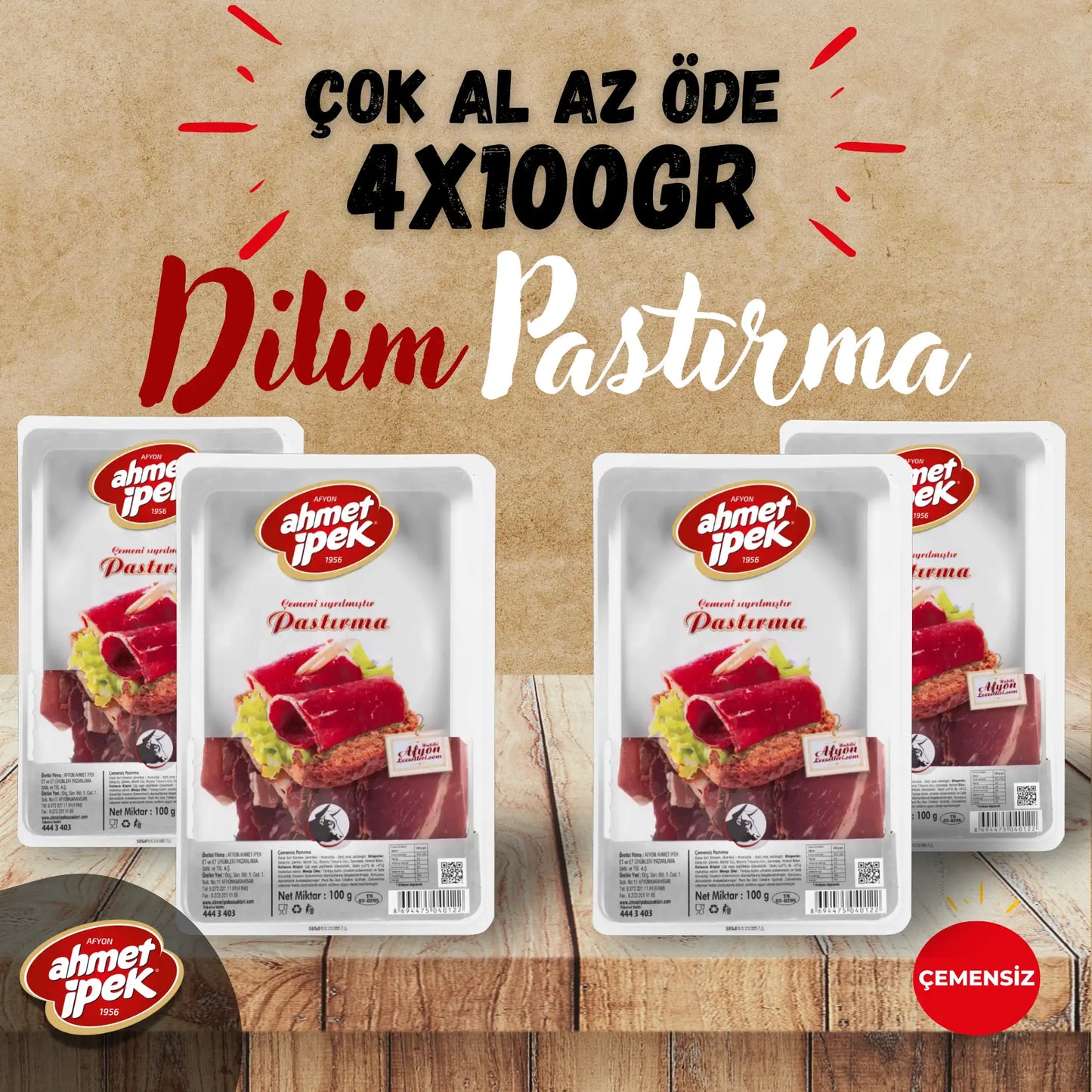 Dilimli Pastırma 4x100gr