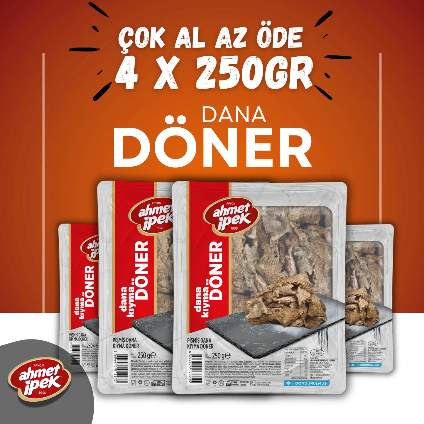 Ahmet İpek Dana Kıyma Döner 4x250gr