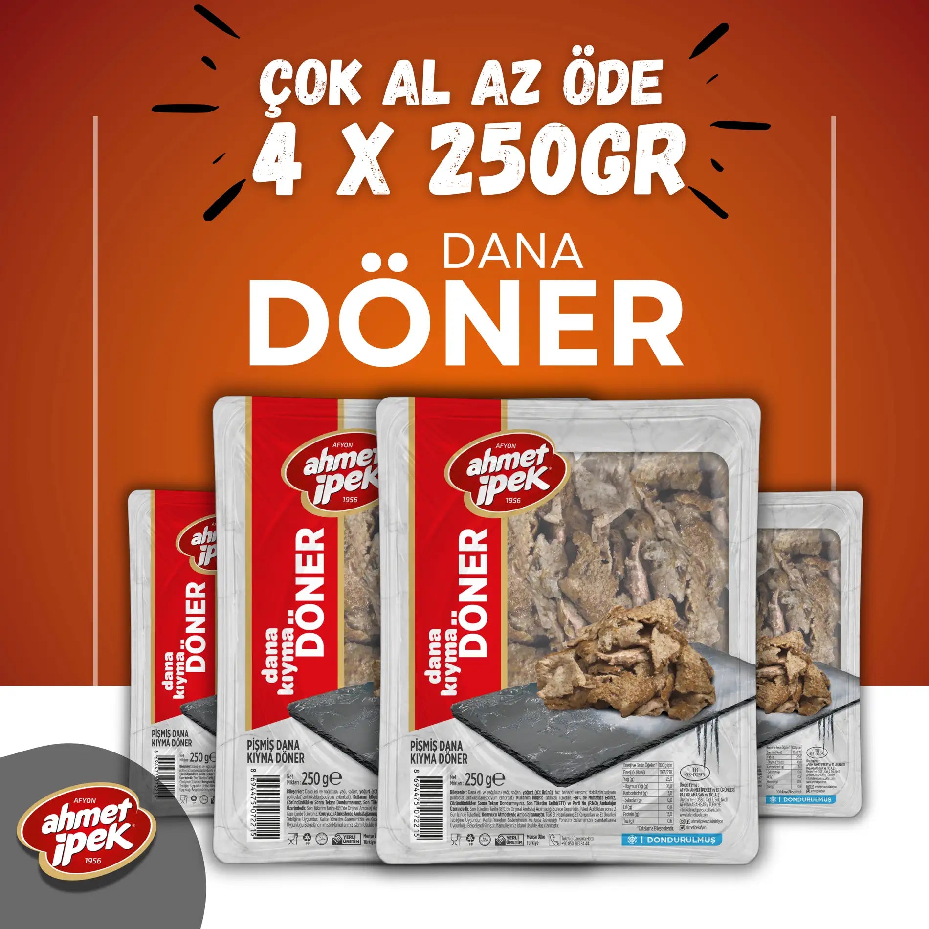 Ahmet İpek Dana Kıyma Döner 4x250gr