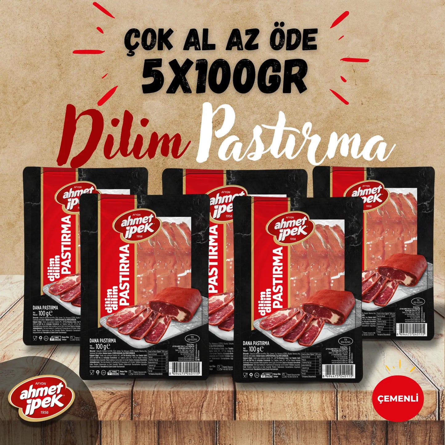 Dilimli Pastırma 5x100gr
